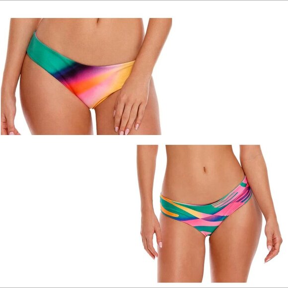 Agua Bendita Zoe Vini reversible swim bikini bottom rainbow ombre pink new 2X - Picture 1 of 7